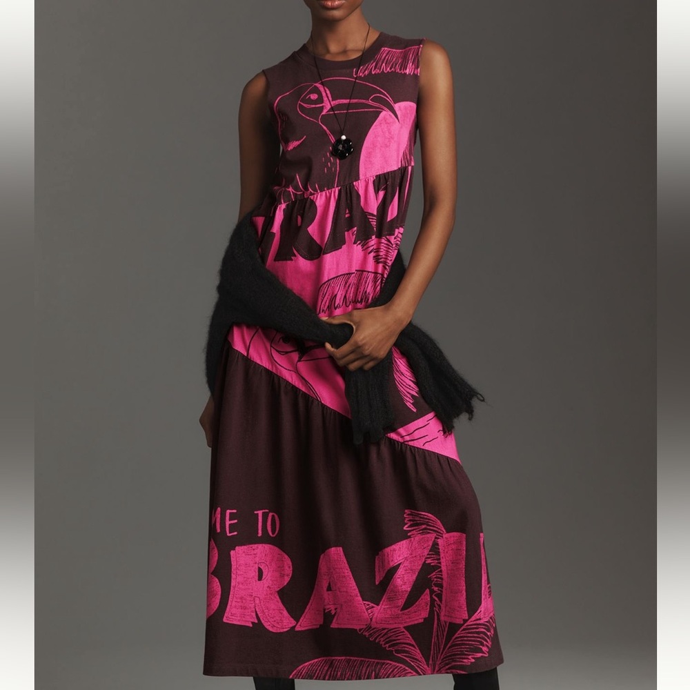 Farm Rio Graphic T-Shirt Midi Dress